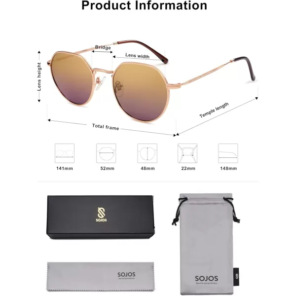 imageSOJOS Round Polygon Polarized Sunglasses for Women Men Retro Classic Vintage Panto Shades SJ1157Bronze