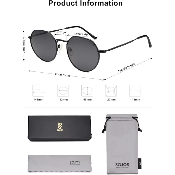 imageSOJOS Round Polygon Polarized Sunglasses for Women Men Retro Classic Vintage Panto Shades SJ1157Grey