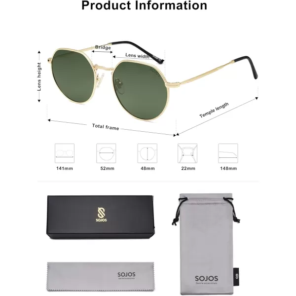 imageSOJOS Round Polygon Polarized Sunglasses for Women Men Retro Classic Vintage Panto Shades SJ1157Turquoise