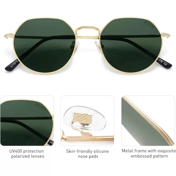 imageSOJOS Round Polygon Polarized Sunglasses for Women Men Retro Classic Vintage Panto Shades SJ1157Turquoise