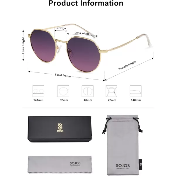 imageSOJOS Round Polygon Polarized Sunglasses for Women Men Retro Classic Vintage Panto Shades SJ1157Violet