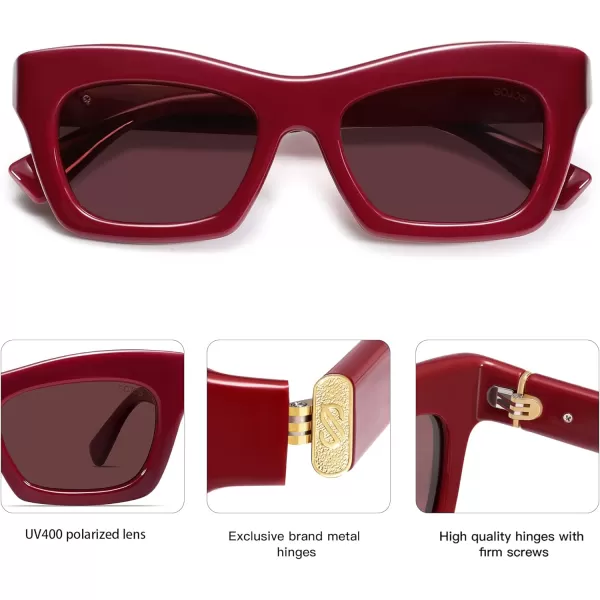 imageSOJOS Trendy Cat Eye Polarized Sunglasses for Women Men Retro Chuncky Designer Sunnies SJ2339RedLight Red