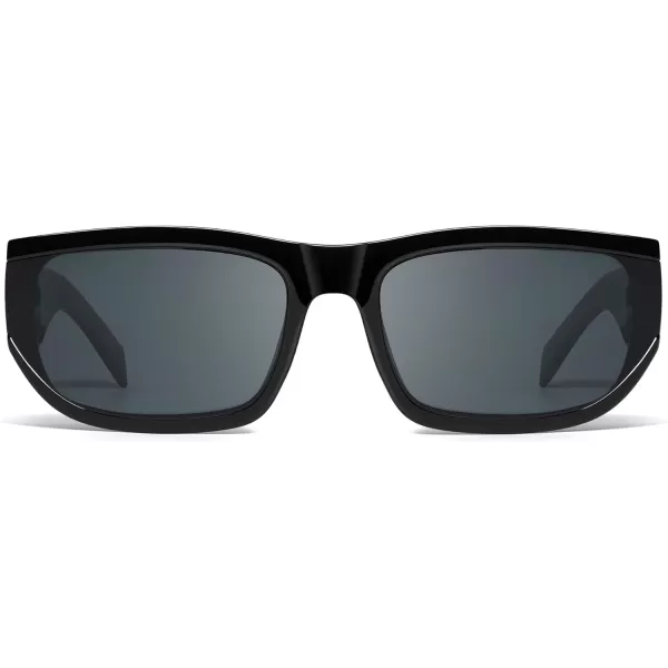 imageSOJOS Trendy Rectangle Sunglasses for Women Men Vintage Designer Inspired Sunnies 80s 90s Shades SJ2325Black