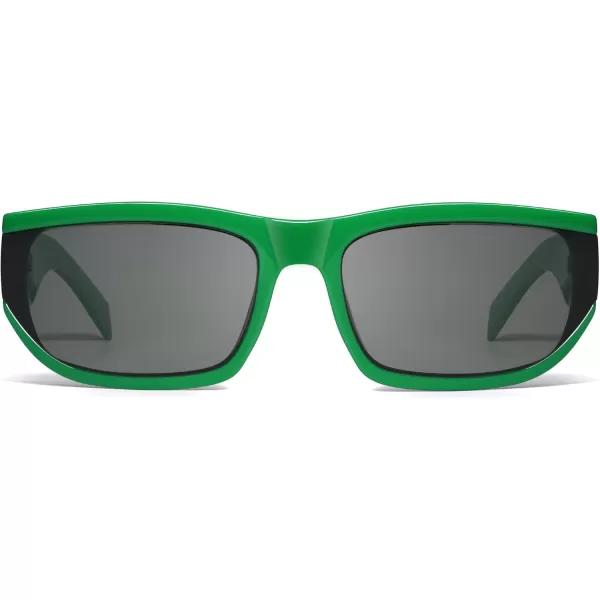 imageSOJOS Trendy Rectangle Sunglasses for Women Men Vintage Designer Inspired Sunnies 80s 90s Shades SJ2325Green