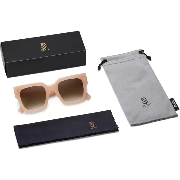 imageSOJOS Vintage Oversized Square Sunglasses for WomenRetro Womens Luxury Big Large Sun Glasses UV400 SJ2194Cream FrameBrown Lens