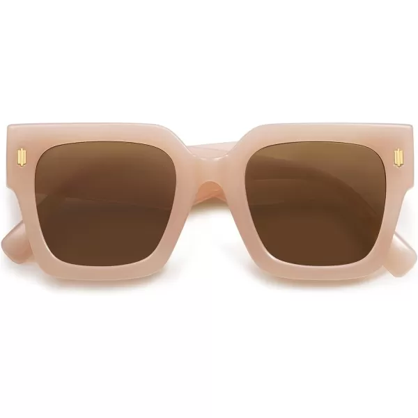 imageSOJOS Vintage Oversized Square Sunglasses for WomenRetro Womens Luxury Big Large Sun Glasses UV400 SJ2194Cream FrameBrown Lens