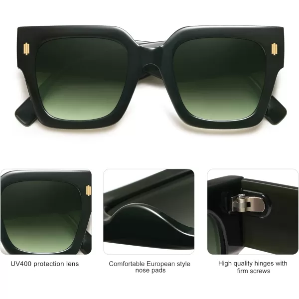 imageSOJOS Vintage Oversized Square Sunglasses for WomenRetro Womens Luxury Big Large Sun Glasses UV400 SJ2194Green FrameGreen Lens
