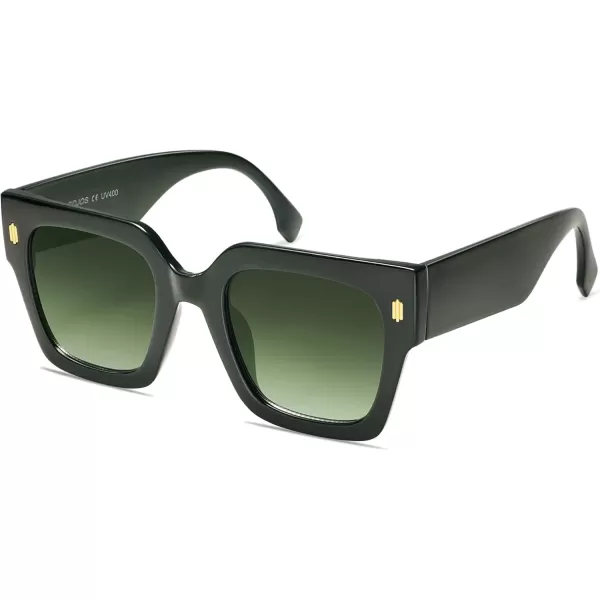 imageSOJOS Vintage Oversized Square Sunglasses for WomenRetro Womens Luxury Big Large Sun Glasses UV400 SJ2194Green FrameGreen Lens