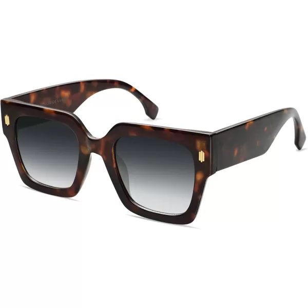 imageSOJOS Vintage Oversized Square Sunglasses for WomenRetro Womens Luxury Big Large Sun Glasses UV400 SJ2194Leopard FrameGrey Grading Lens