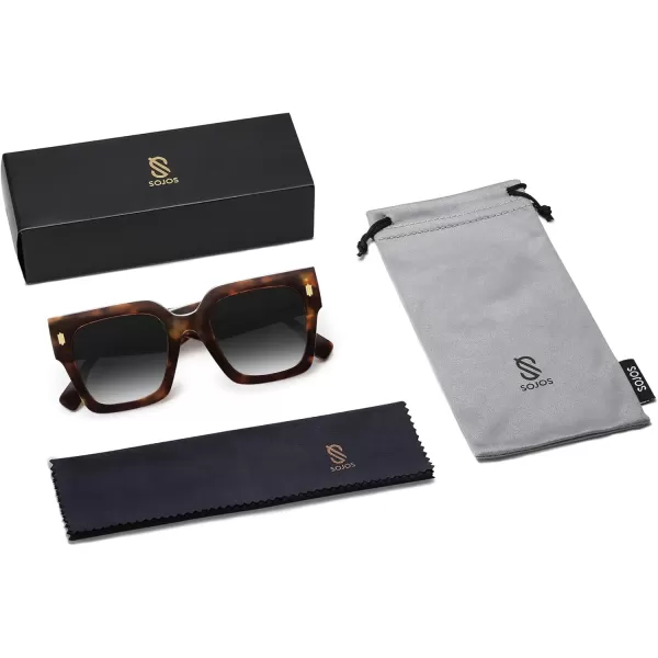 imageSOJOS Vintage Oversized Square Sunglasses for WomenRetro Womens Luxury Big Large Sun Glasses UV400 SJ2194Leopard FrameGrey Grading Lens