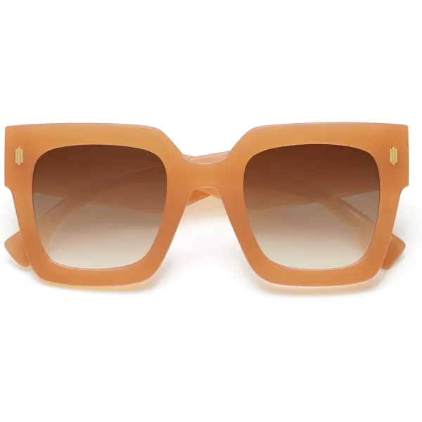 imageSOJOS Vintage Oversized Square Sunglasses for WomenRetro Womens Luxury Big Large Sun Glasses UV400 SJ2194Milky Orange FrameBrown Grading Lens