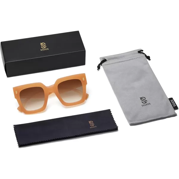 imageSOJOS Vintage Oversized Square Sunglasses for WomenRetro Womens Luxury Big Large Sun Glasses UV400 SJ2194Milky Orange FrameBrown Grading Lens