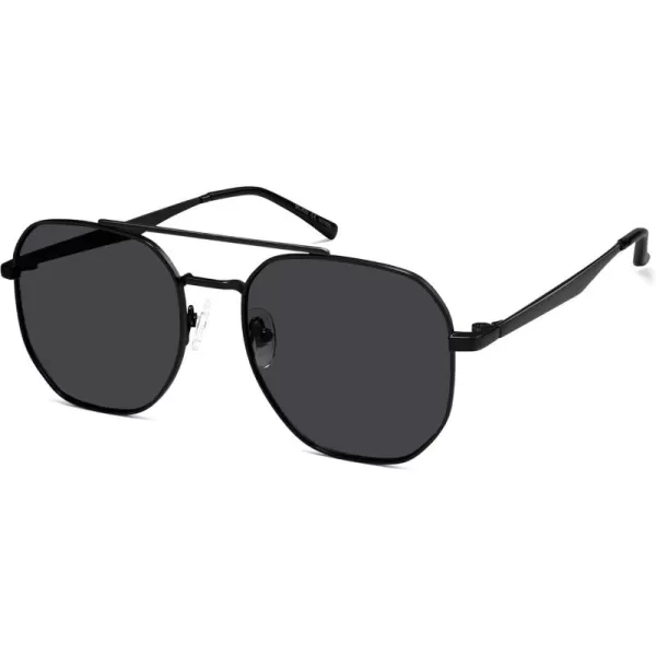imageSOJOS Classic Square Aviator Sunglasses for Women Men Retro Hexagon UV400 Protection Shades SJ1222BlackGrey