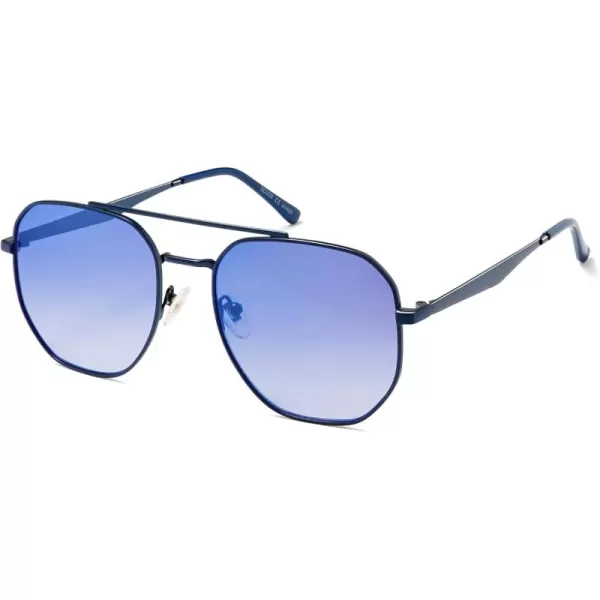 imageSOJOS Classic Square Aviator Sunglasses for Women Men Retro Hexagon UV400 Protection Shades SJ1222BlueBlue Mirrored