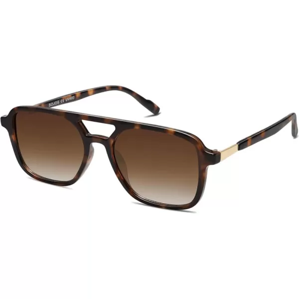 imageSOJOS Retro Aviator Sunglasses for Women MenTrendy Rectangle Womens Mens Shades Sun Glasses SJ2202Brown Tortoise FrameBrown Grading Lens