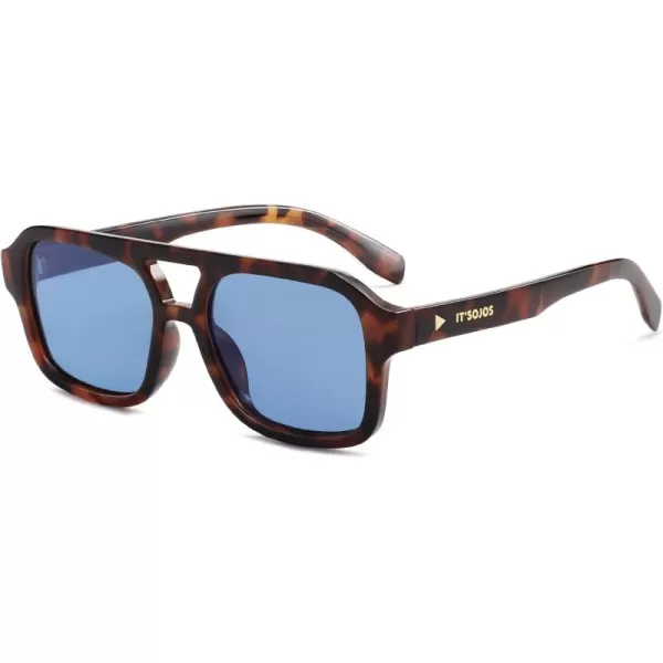 imageSOJOS Retro Aviator Sunglasses for Womens Mens Polarized Trendy Rectangle Designer Inspired Shades 80s 90s Sun Glasses SJ2342Blue