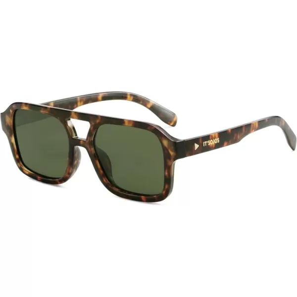 imageSOJOS Retro Aviator Sunglasses for Womens Mens Polarized Trendy Rectangle Designer Inspired Shades 80s 90s Sun Glasses SJ2342Multicolor