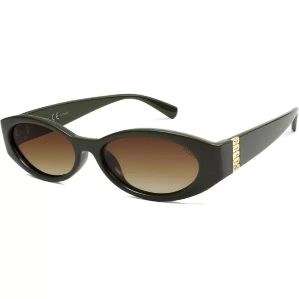 imageSOJOS Retro Oval Polarized Sunglasses for Women Men Trendy Cateye Vintage Y2k Sunnies SJ2364Dark GreenBrown