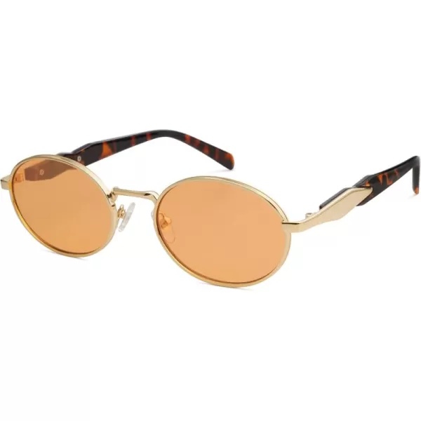 imageSOJOS Retro Oval Sunglasses for Women Men Trendy Sun Glasses Designer Inspired Classic Shades UV400 Protection SJ1224Orange