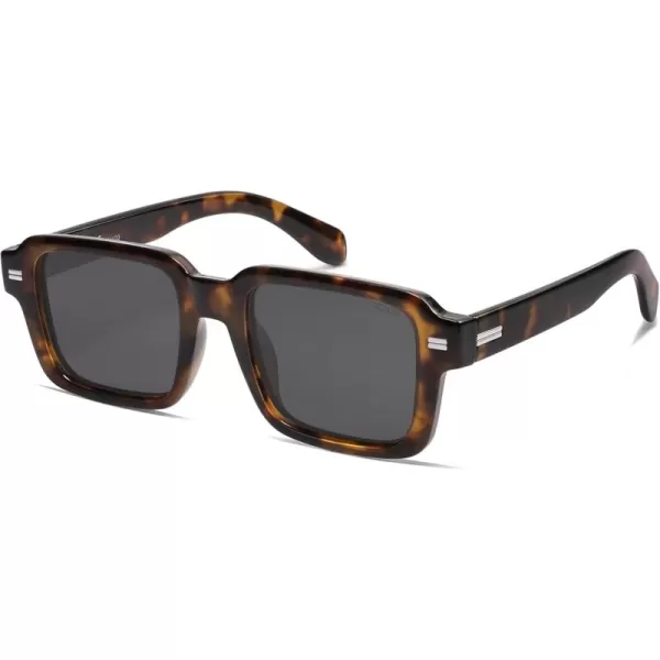 imageSOJOS Retro Square Polarized Sunglasses for Women Men 70s 80s Classic Vintage Rectangle Shades SJ2345TortoiseGrey