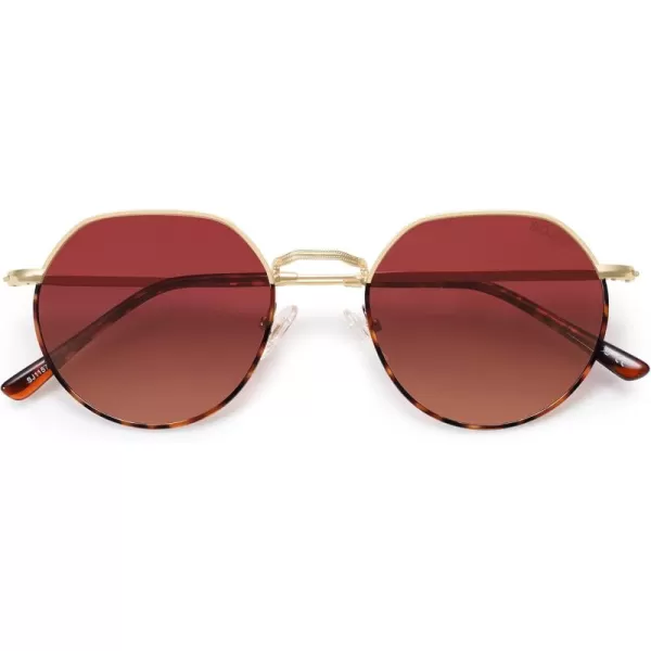 imageSOJOS Round Polygon Polarized Sunglasses for Women Men Retro Classic Vintage Panto Shades SJ1157Burgundy
