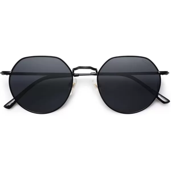 imageSOJOS Round Polygon Polarized Sunglasses for Women Men Retro Classic Vintage Panto Shades SJ1157Grey