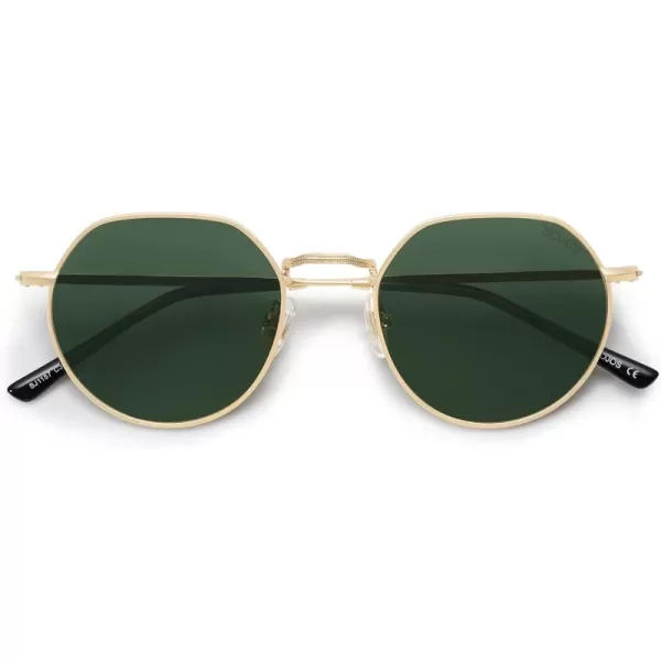 imageSOJOS Round Polygon Polarized Sunglasses for Women Men Retro Classic Vintage Panto Shades SJ1157Turquoise