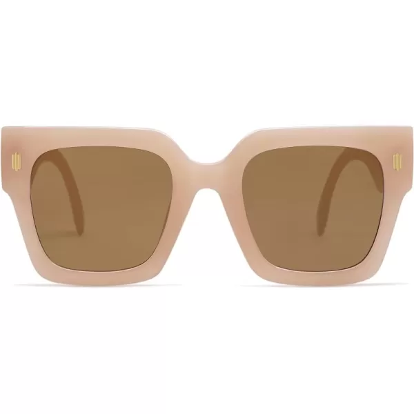 imageSOJOS Vintage Oversized Square Sunglasses for WomenRetro Womens Luxury Big Large Sun Glasses UV400 SJ2194Cream FrameBrown Lens