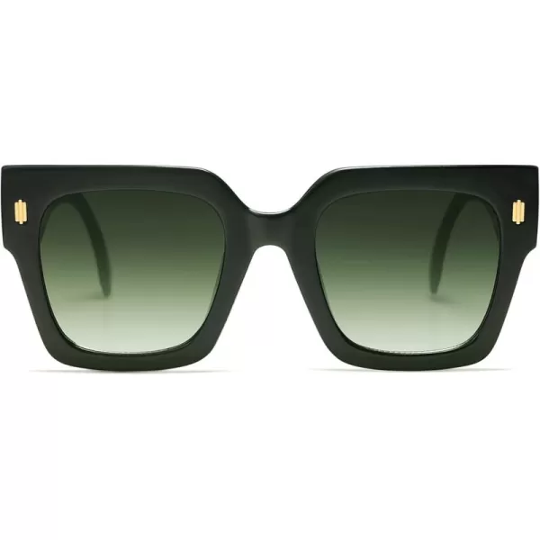imageSOJOS Vintage Oversized Square Sunglasses for WomenRetro Womens Luxury Big Large Sun Glasses UV400 SJ2194Green FrameGreen Lens