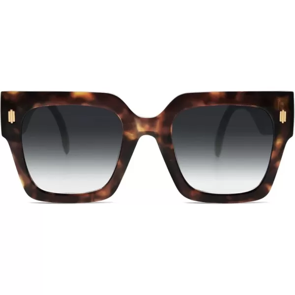 imageSOJOS Vintage Oversized Square Sunglasses for WomenRetro Womens Luxury Big Large Sun Glasses UV400 SJ2194Leopard FrameGrey Grading Lens