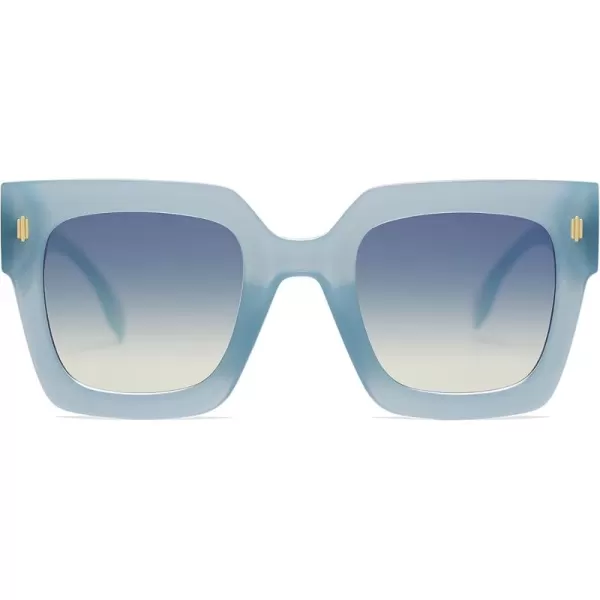 imageSOJOS Vintage Oversized Square Sunglasses for WomenRetro Womens Luxury Big Large Sun Glasses UV400 SJ2194Milky Blue FrameBlue Lens
