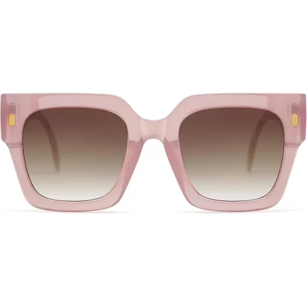 imageSOJOS Vintage Oversized Square Sunglasses for WomenRetro Womens Luxury Big Large Sun Glasses UV400 SJ2194Milky Pink FrameBrown Grading Lens