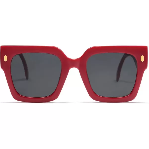 imageSOJOS Vintage Oversized Square Sunglasses for WomenRetro Womens Luxury Big Large Sun Glasses UV400 SJ2194Red FrameGrey Lens