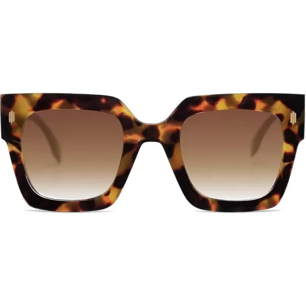 imageSOJOS Vintage Oversized Square Sunglasses for WomenRetro Womens Luxury Big Large Sun Glasses UV400 SJ2194Tortosie FrameBrown Grading Lens