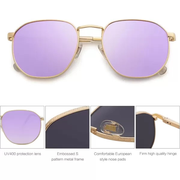 imageSOJOS Aviator Sunglasses for Men Women Classic Trendy Vintage Style Spring HingeGoldPurple