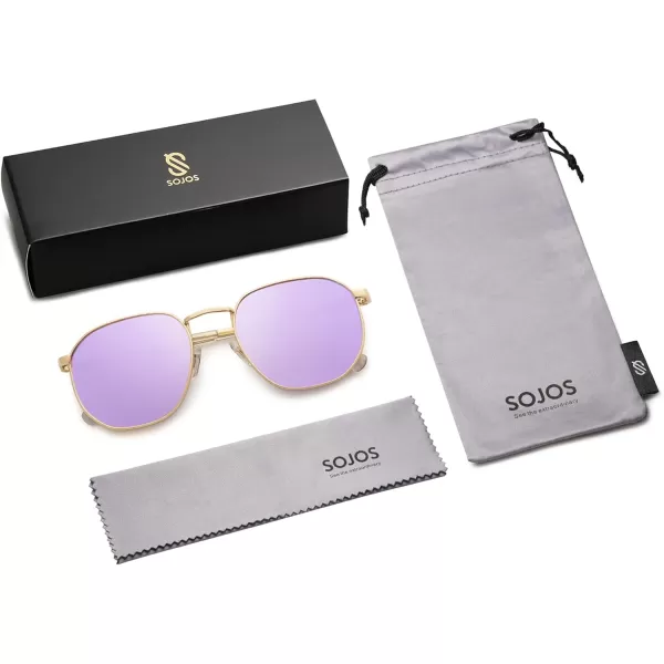 imageSOJOS Aviator Sunglasses for Men Women Classic Trendy Vintage Style Spring HingeGoldPurple