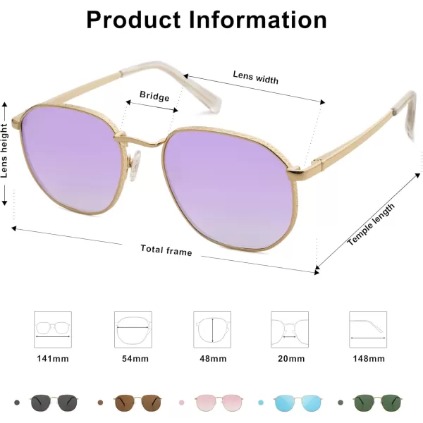 imageSOJOS Aviator Sunglasses for Men Women Classic Trendy Vintage Style Spring HingeGoldPurple