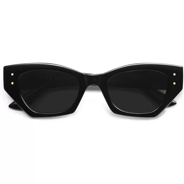 imageSOJOS Retro Trendy Polarized Sunglasses For Women Narrow Cat Eye Womens Shades SJ2346BlackGrey