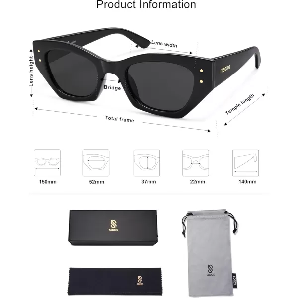 imageSOJOS Retro Trendy Polarized Sunglasses For Women Narrow Cat Eye Womens Shades SJ2346BlackGrey