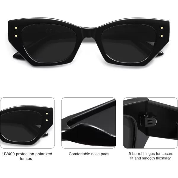 imageSOJOS Retro Trendy Polarized Sunglasses For Women Narrow Cat Eye Womens Shades SJ2346BlackGrey
