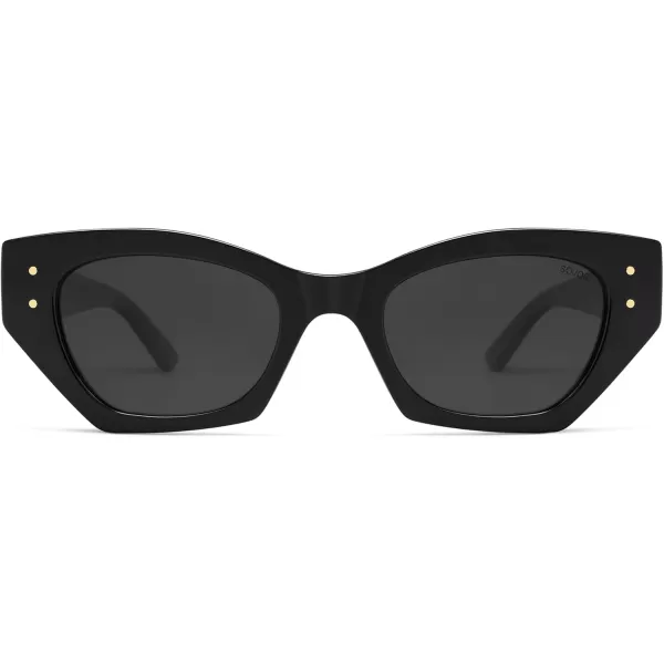 imageSOJOS Retro Trendy Polarized Sunglasses For Women Narrow Cat Eye Womens Shades SJ2346BlackGrey