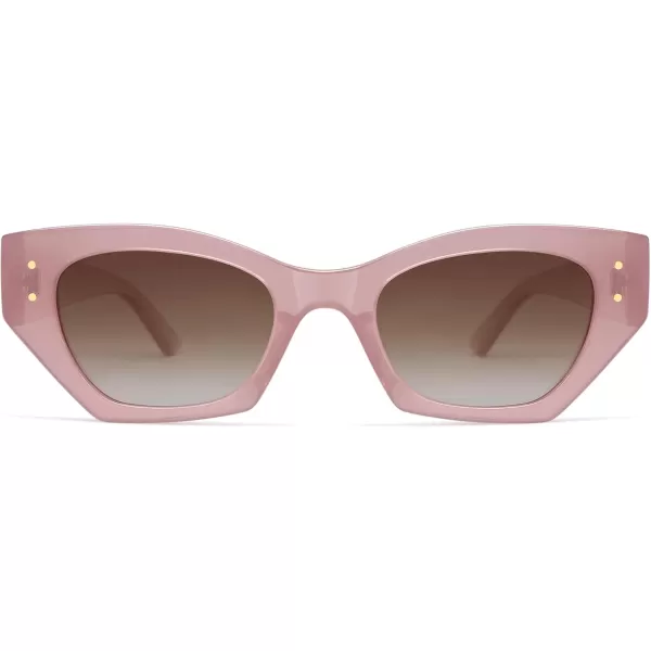 imageSOJOS Retro Trendy Polarized Sunglasses For Women Narrow Cat Eye Womens Shades SJ2346Milky PinkBrown Grading