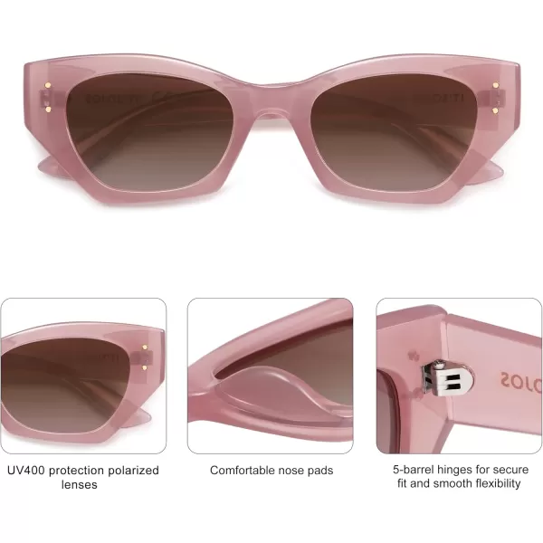 imageSOJOS Retro Trendy Polarized Sunglasses For Women Narrow Cat Eye Womens Shades SJ2346Milky PinkBrown Grading