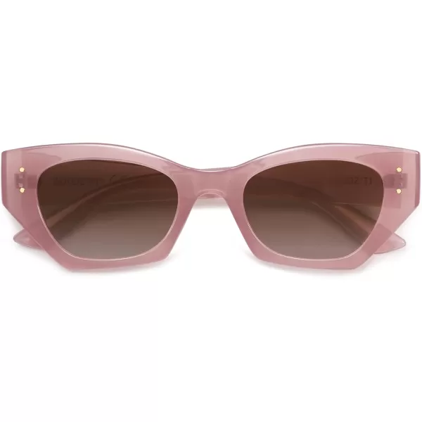 imageSOJOS Retro Trendy Polarized Sunglasses For Women Narrow Cat Eye Womens Shades SJ2346Milky PinkBrown Grading