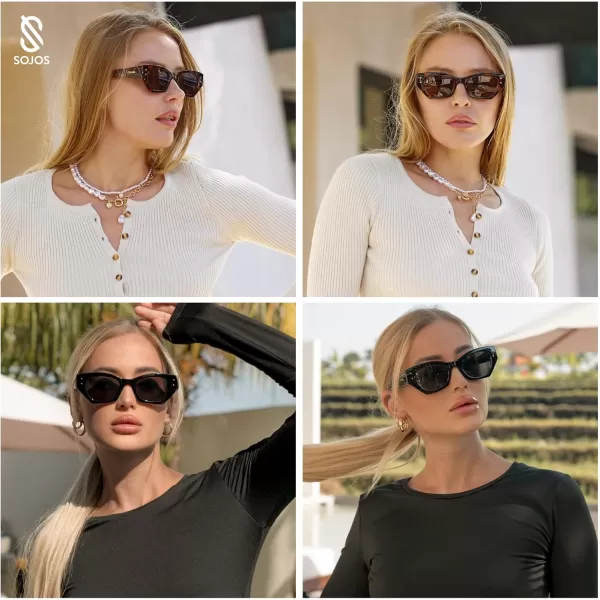 imageSOJOS Retro Trendy Polarized Sunglasses For Women Narrow Cat Eye Womens Shades SJ2346Milky PinkBrown Grading