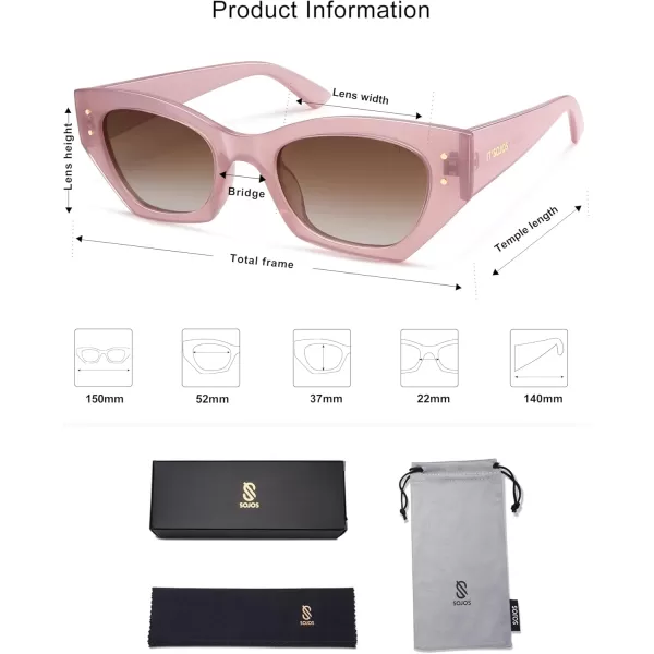 imageSOJOS Retro Trendy Polarized Sunglasses For Women Narrow Cat Eye Womens Shades SJ2346Milky PinkBrown Grading