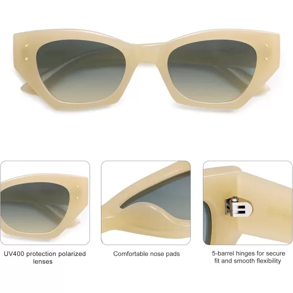 imageSOJOS Retro Trendy Polarized Sunglasses For Women Narrow Cat Eye Womens Shades SJ2346Milky YellowGrey Grading
