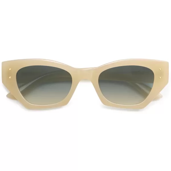 imageSOJOS Retro Trendy Polarized Sunglasses For Women Narrow Cat Eye Womens Shades SJ2346Milky YellowGrey Grading
