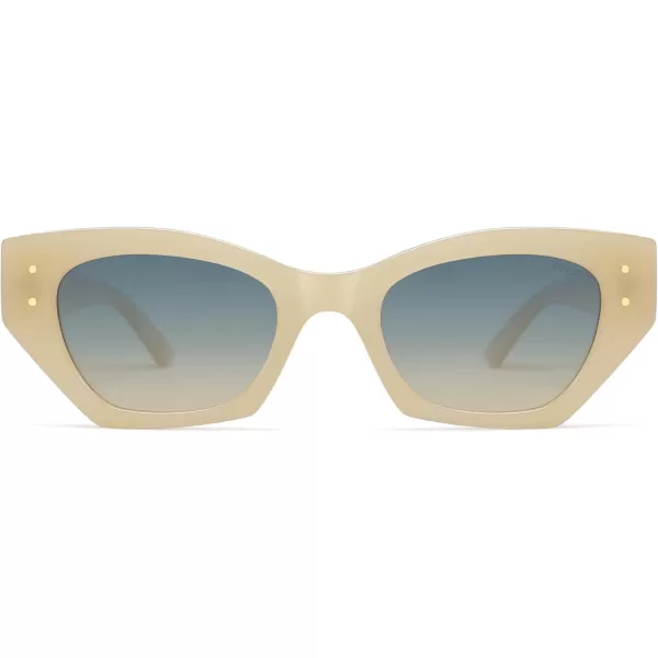 imageSOJOS Retro Trendy Polarized Sunglasses For Women Narrow Cat Eye Womens Shades SJ2346Milky YellowGrey Grading