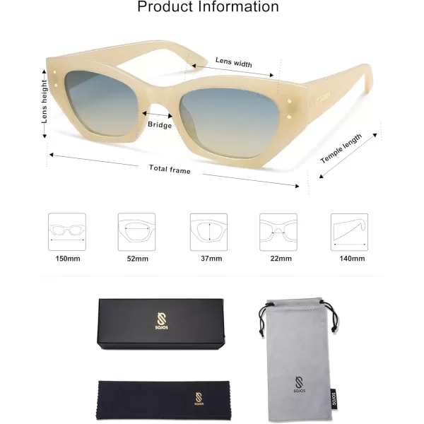 imageSOJOS Retro Trendy Polarized Sunglasses For Women Narrow Cat Eye Womens Shades SJ2346Milky YellowGrey Grading